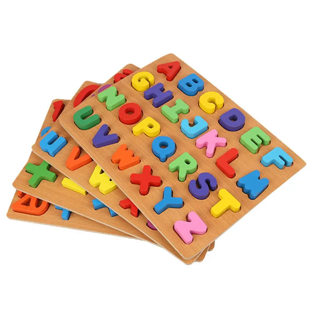 Details about / Children Wooden Toys Early Learning Jigsaw Letter Alphabet Shape Puzzles