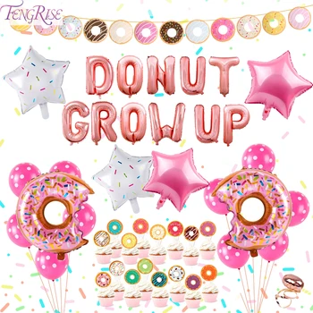 

FENGRISE Donut Party Decoration Donut Balloon Banner Cake Topper Birthday Party Decor Kids Baby Shower Party Supplies Doughnut