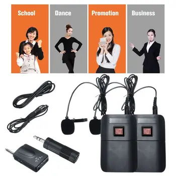 

UHF Wireless Microphone System with 2pcs Transmitter Receiver Headset Lavalier Lapel Mic for Speech Teach