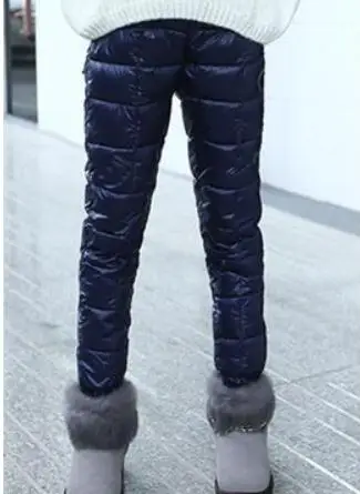 navy blue Теплые зимние штаны для девочек от 4 до 12 лет, осенне-осенние хлопковые пуховые плотные брюки для мальчиков Детские Водонепроницаемые зимние штаны - Цвет: navy blue