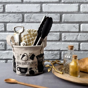 

Textile basket "Life with the taste of happiness" 14x12cm 3827138