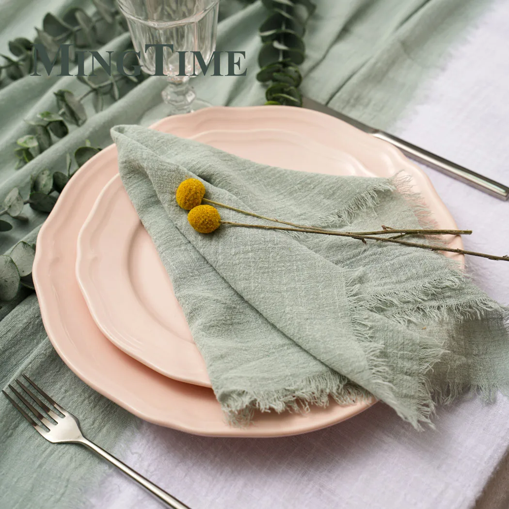 20pcs Napkins Cotton Cloth 41*41cm Rustic Gauze Hanky Tea Towel Dining Place Mats Wedding Supplies Linen Home Table Decor