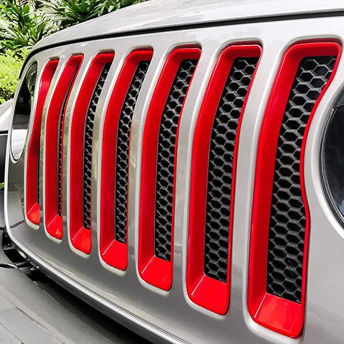 Автомобильный Стайлинг подходит для Jeep Wrangler JL передняя решетка крышка отделка защита молдинг ABS пластик красный автомобиль аксессуары