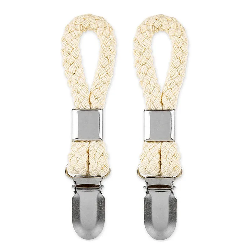 2/4pcs Braided Cotton Loop Towel Clip With Metal Clamp Multipurpose Cloth Hanger For Home Bathroom Kitchen Home Storage Folder
