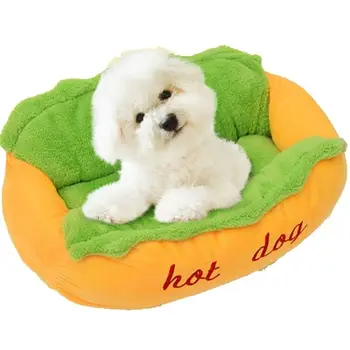 

Cute Hot Dog Shape Pet Dog Bed House Large Dog Lounger Cat Kennel Mat Soft Plush Kitten Nest Detachable Washable Pet Products