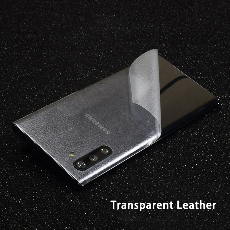 3D углеродное волокно/кожа/дерево скины Телефон задняя наклейка для SAMSUNG Galaxy Note 10 Plus Note 10 A60 A80 Прозрачный матовый стикер - Цвет: Clear Leather