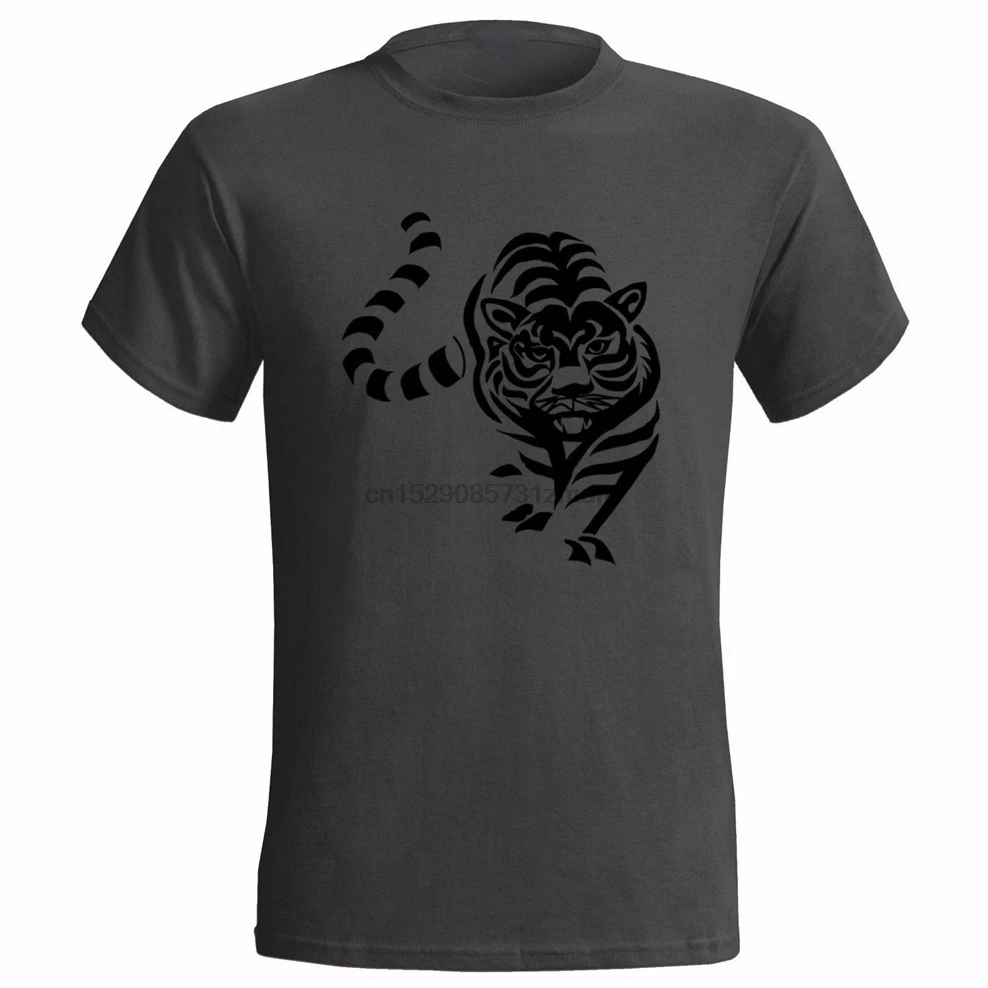 Племенных Тигр художественный дизайн мужская футболка татуировщика городов в