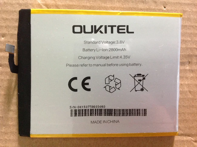 Аккумулятор oukitel U10 2800mah 3,8 V для телефона oukitel U10
