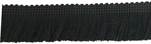 Sewing Tape 25mm Wide Cotton Fringe Tassel Trim 5 Yards (black)
