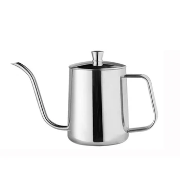 

Long Mouth Hand Coffee Pot Stainless Steel Coffee Pot Milk Pot Teapot with Lid 350Ml