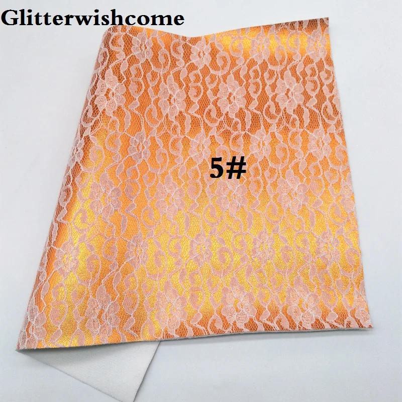 Glitterwishcome 21X29 см A4 размер винил для бантов металлик Синтетическая кожа со стеганым кружевом искусственная кожа листы для бантов, GM093A - Цвет: 5
