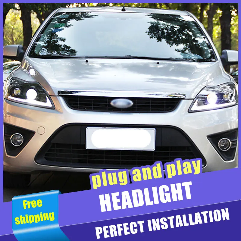2 шт. автомобильный стиль светодиодный фары для Ford Focus 2009-2013 для фокусировки Головной фонарь светодиодный DRL Объектив двойной луч H7 HID Xenon bi xenon объектив