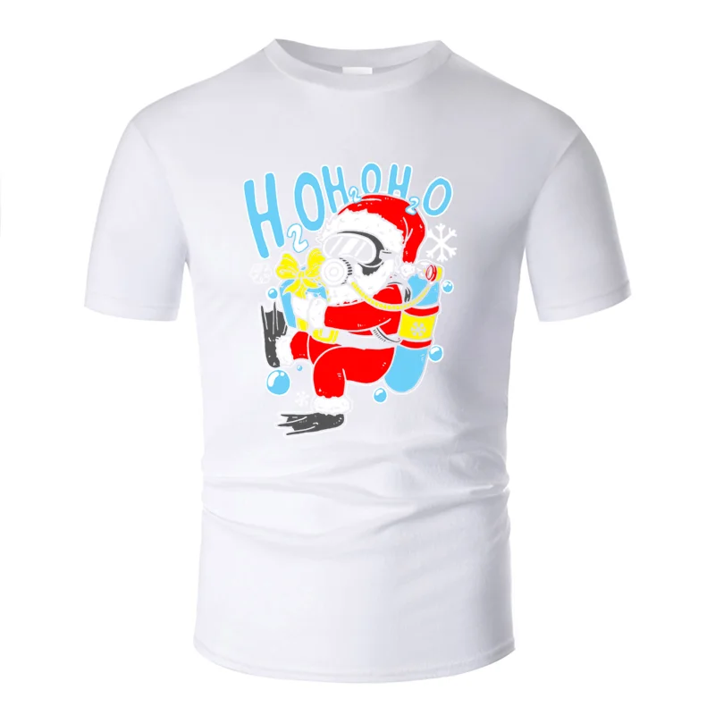 Футболка с принтом Humor diving santa christmas dive аквалангист для мужчин с надписью унисекс футболка с вырезом лодочкой в стиле хип-хоп - Цвет: Men-White