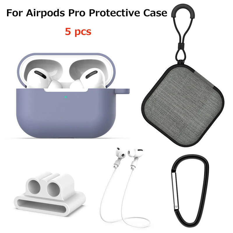 Blue JINSERTA, мягкий силиконовый чехол, набор для Airpods Pro, анти-потеря, веревка, держатель на запястье для Airpods Pro, зарядная коробка, Прямая поставка - Цвет: Blue