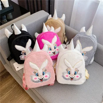 

Teenage Rabbit Pretty Schoolbags Girls Plush Unicorn Backpack Women Little Backpack Travel Unicorn Shoulder Bag