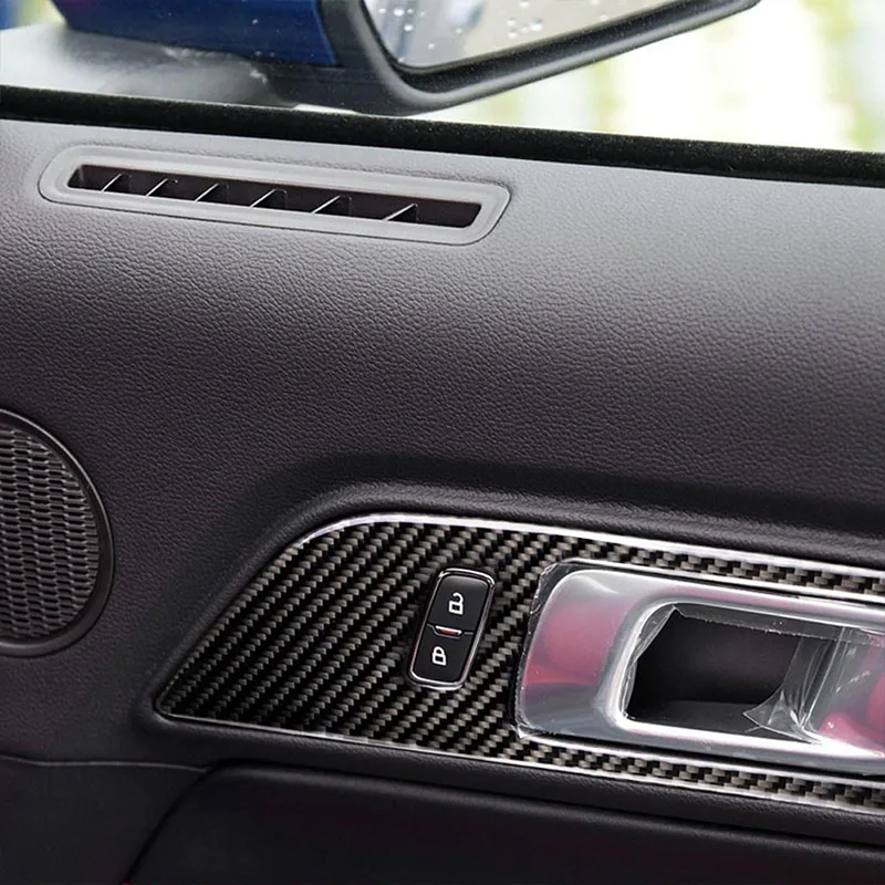 Ручки для межкомнатных дверей из углеродного волокна для Ford Mustang дверная чаша декоративная крышка отделка- авто аксессуары автостайлинг