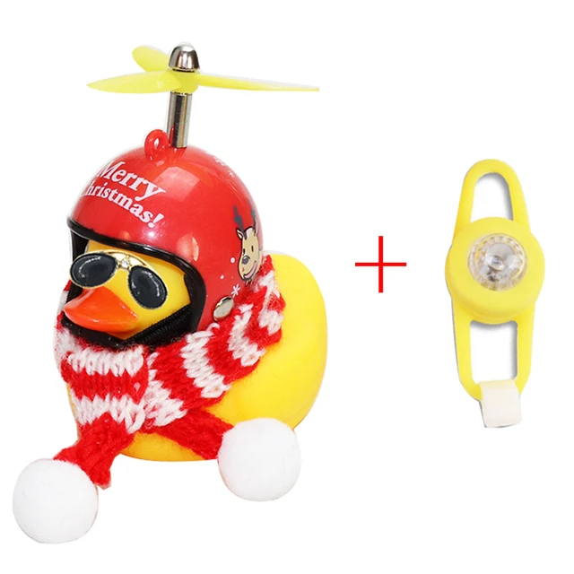 Small Yellow Bike Duck Bicycle bell Luminous Airscrew Helmet Duck Ducky Bicycle Wind Motor Riding Cycling Lights Horn Christmas B light