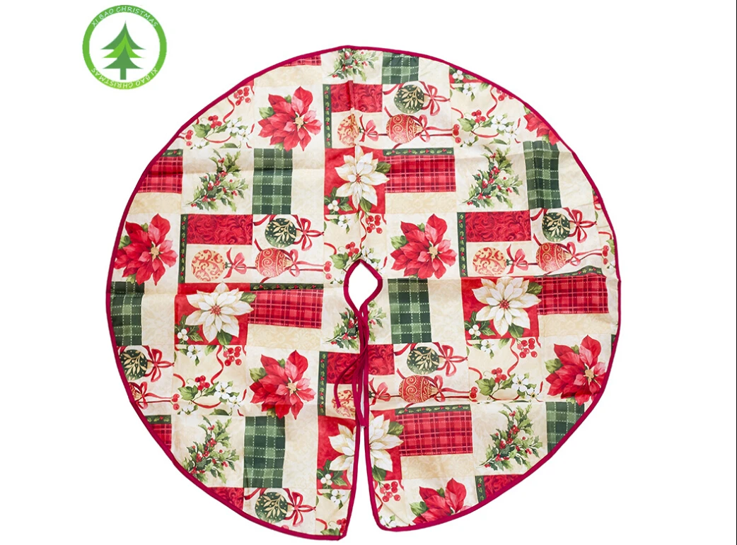 Beauty Christmas Tree Skirt Base Floor Mat Cover Apron Santa Claus Floral Ornament Xmas Party Festive Home Decor - Цвет: Santa Ball