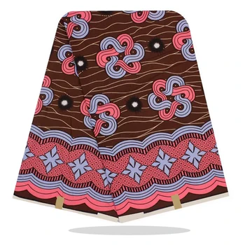 

African Wax Prints Cotton Fabric Real Sewing Material For Sewing 100%Breathable Ankara Wax Print Fabric 6 Yards RV12-49