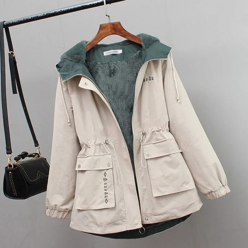 

Designer Winter Clothes Women Fur Parka Warm Liner with Cap Korean Fashion Womens Winter Coats Elegant Woman Parkas