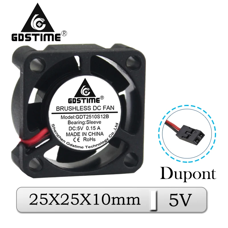 10 шт. Gdstime DC микро Радиатор 25x25x10 мм 25 5 в Dupont бесщеточный осевой охлаждающий