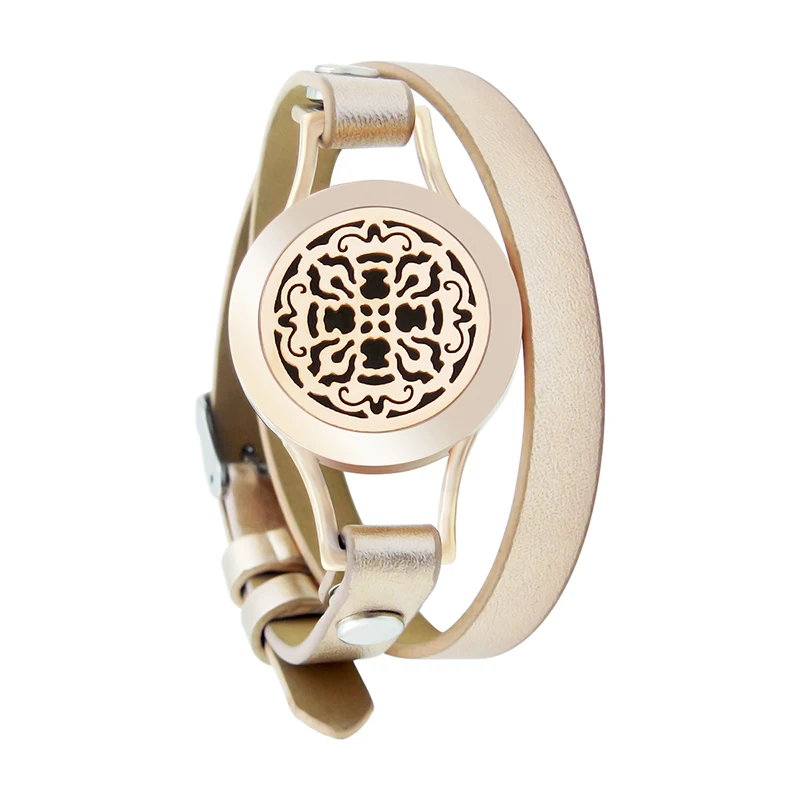 Rose Gold BLRGD008 25 мм диффузорный магнит розовое золото натуральная кожа медальон с ароматом браслет из нержавеющей стали эфирные масла Ароматерапия медальон браслет - Окраска металла: Rose Gold BLRGD008