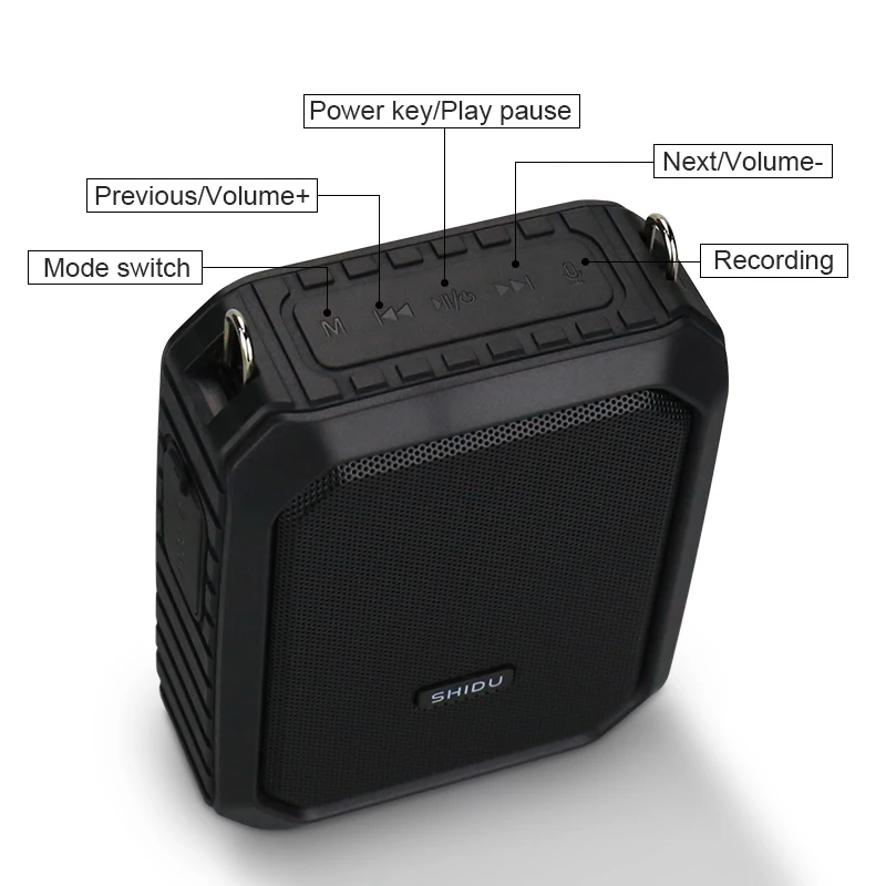 Amplificador de Voz sem Fio Microfone à Prova Flash para Professores Shidu Portátil Dwaterproof Água Bluetooth Alto-falante Áudio Aux tf Usb M800 18w Uhf - Image 2