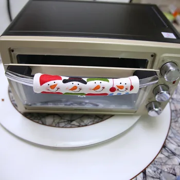 

2021 Christmas Decorations for Home Christmas Refrigerator Door Handle Sets Microwave Handle Gloves Navidad Decor Ornaments