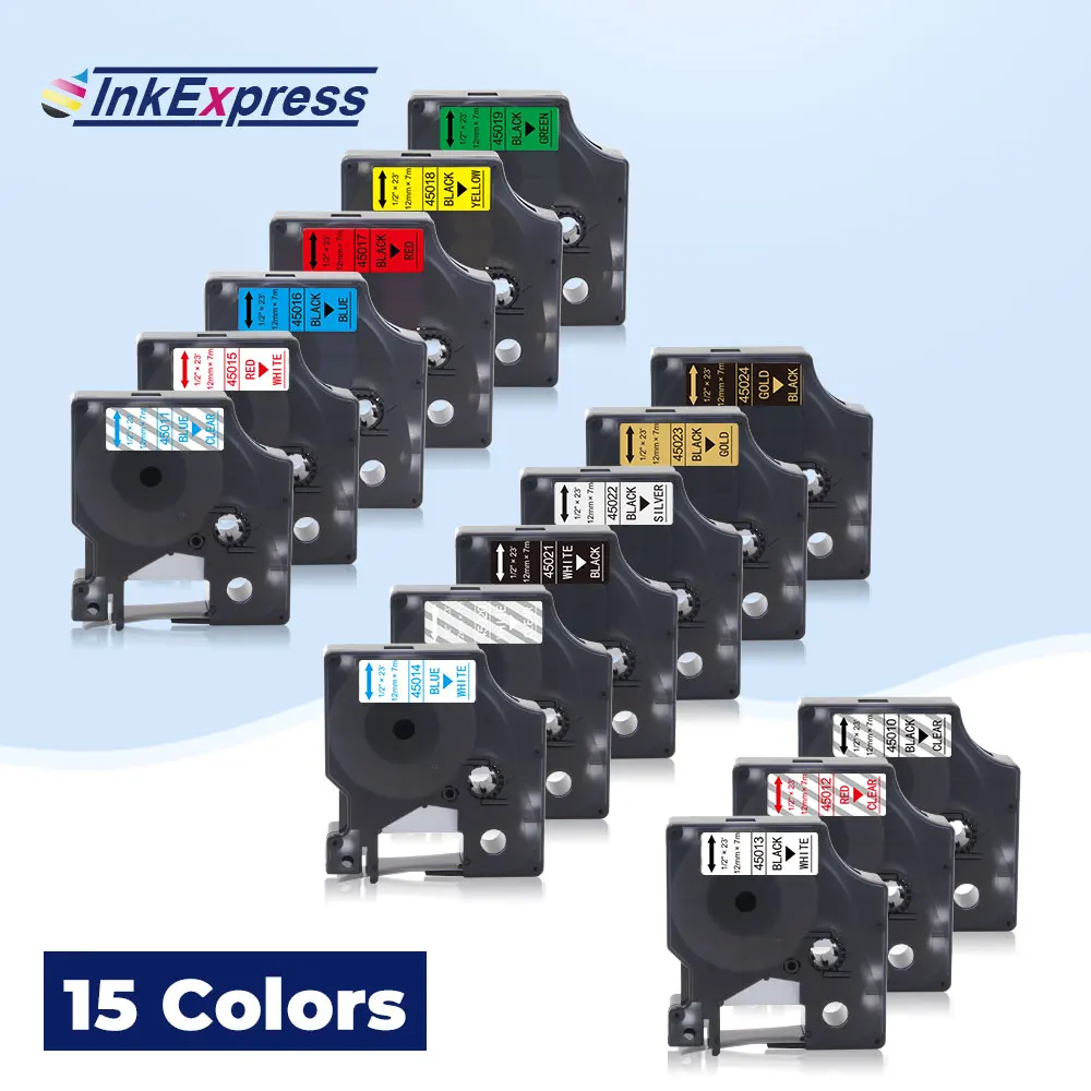 15Colors 45013 Tape For DYMO D1 45010 45015 45017 45016 45018 Label 12mm LabelManager 160 280 Maker | Компьютеры и офис