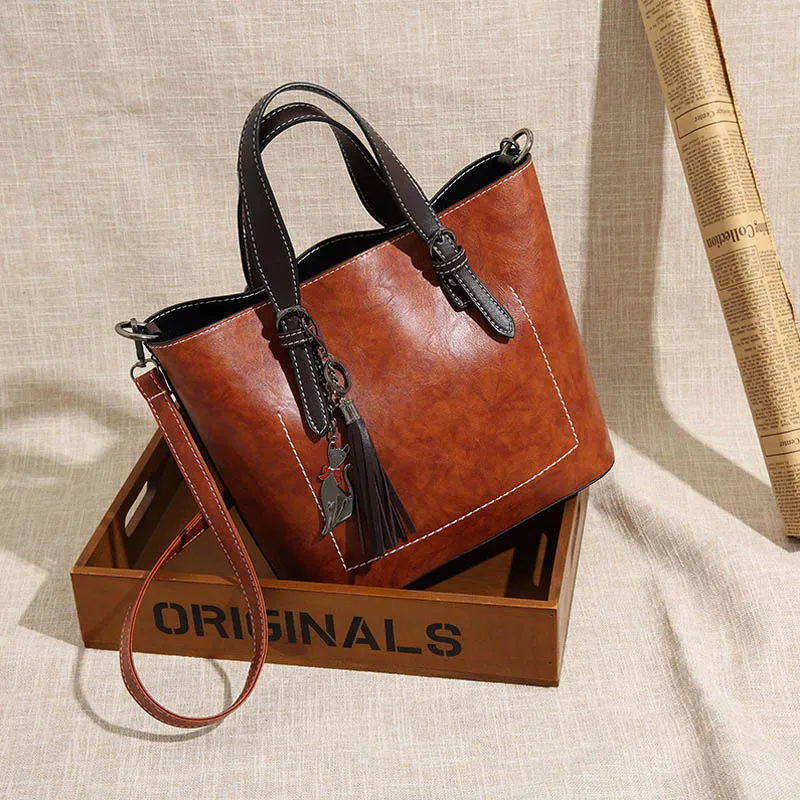 Сумка через плечо, роскошная женская сумка, дизайнерские сумки bolsa feminina, летняя сумка-клатч, винтажная сумка-мессенджер, большая коричневая кожаная сумка - Цвет: BROWN BAG