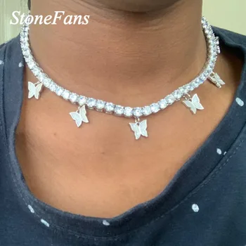 

Stonefans Monarch Butterfly Necklace Pendant Rhinestone Jewelry for Women Bling Crystal Choker Statement Necklace Tennis Chain