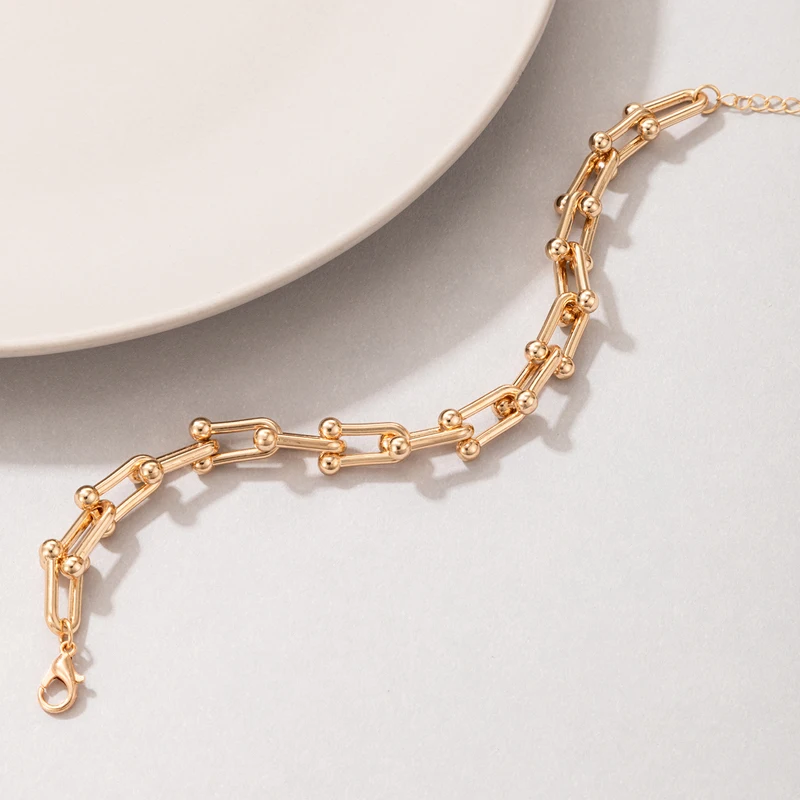 Tocona Vintage Heavy Metal Chain Single Layer Bracelets for Women Charms Gold Color Geometry Alloy Bangle Party Jewelry 20909 bracelet jewelry