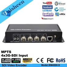 Unisheen H.265 HEVC MPEG-4 AVC/H.264 4в1 SDI видео кодировщик SDI передатчик потокового видео YouTube facebook вещания Onvif