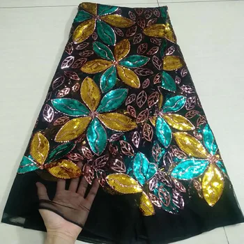 

New Advanced Sequins Nigerian Lace Fabric for Wedding 2020 High Quality African Net Lace Fabric French Tulle Mesh Lace Fabric