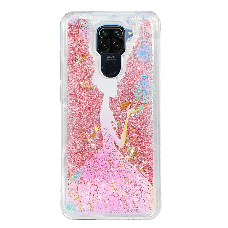 Redmi Note 9 Soft Case on For Funda Xiaomi Redmi Note 9 Case Xiomi Redmi Note 9 Cover Dynamic Liquid Glitter Phone Cases Etui xiaomi leather case case Cases For Xiaomi