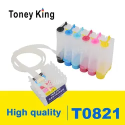 Toney universal (король T0821 СНПЧ подачи чернил Системы для Epson Stylus Photo T50 R290 R295 R390 RX590 RX610 RX615 RX690 1410 TX650 принтер