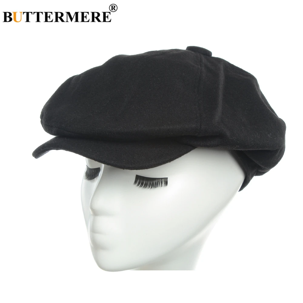 BUTTERMERE шерстяная Гарлем газетная Кепка для мужчин панельная кепка сплошной черный плоский Плющ Кепка мужские зимние мужские шапки