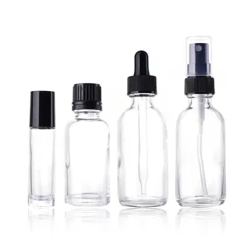 

4pcs Travel Glass Empty Cosmetic Bottle Set Portable Refillable Makeup Bottle