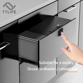 

TTLIFE Smart Keyless Fingerprint Cabinet Lock Biometric Electric Lock Fingerprint Drawer Lock Office Drawer File Cabinet Black