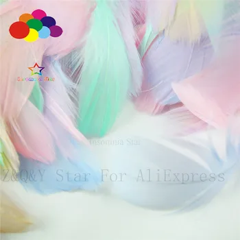 

50-100 natural goose feathers floating in 5-12CM (2-4 inches) dyed light mixed color DIY craft jewelry clothing feathers