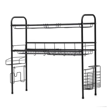 

2 Tier Multi-use Stainless Steel Dishes Rack Dual Sink Drain Rack Adjustable Kitchen Oragnizer Rack Dish Shelf Sink Drying Rack