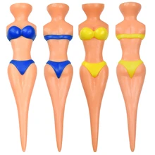 50 Pcs Plastic Golf Tees Personality Bikini Golf Tees for Sports Golf Training and Exercise Workout 2 Colors Yellow Blue