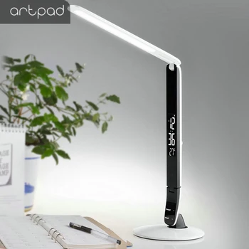 10W Modern Table Desk LED Lamp with USB Port Dimmable Foldable Table Reading Lamp Light with Clock Alarm Calendar Temperature dimmable protect eyesight foldable reading led light table lamp touch control calendar alarm clock usb charging led lamp