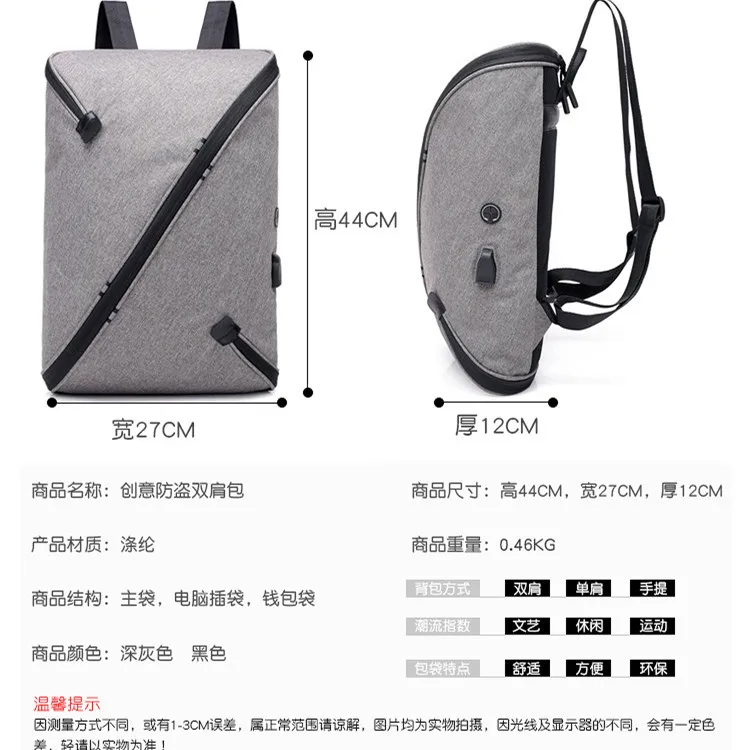 

2018 New Fashion Simple Integrally Molded Anti-Theft Commuting Backpack Laptop Computer Self-Definition Storage Backpack
