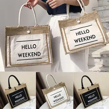 

Women's Linen Handbag Large Capacity Casual Shoulder Bag Daily Bag Shopping Bag