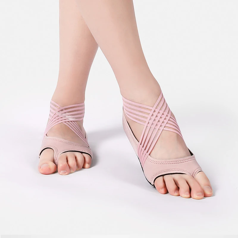 Pink-S(35-36) Findcool/Тонизирующая обувь для йоги; женская обувь для пилатеса с пятью пальцами; обувь для фитнеса с перекрестными ремешками; домашние нескользящие носки для йоги - Цвет: Pink-S(35-36)