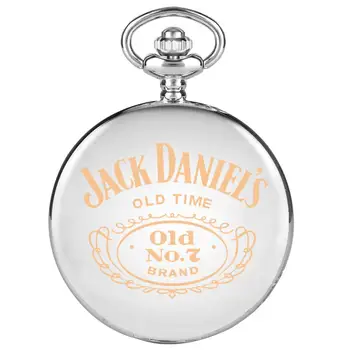 

Engraved Design Quartz Pocket Watch for Men Women reloj Jack Daniel's Old Time Laser Silver Retro Pendant Steampunk Watch Gifts