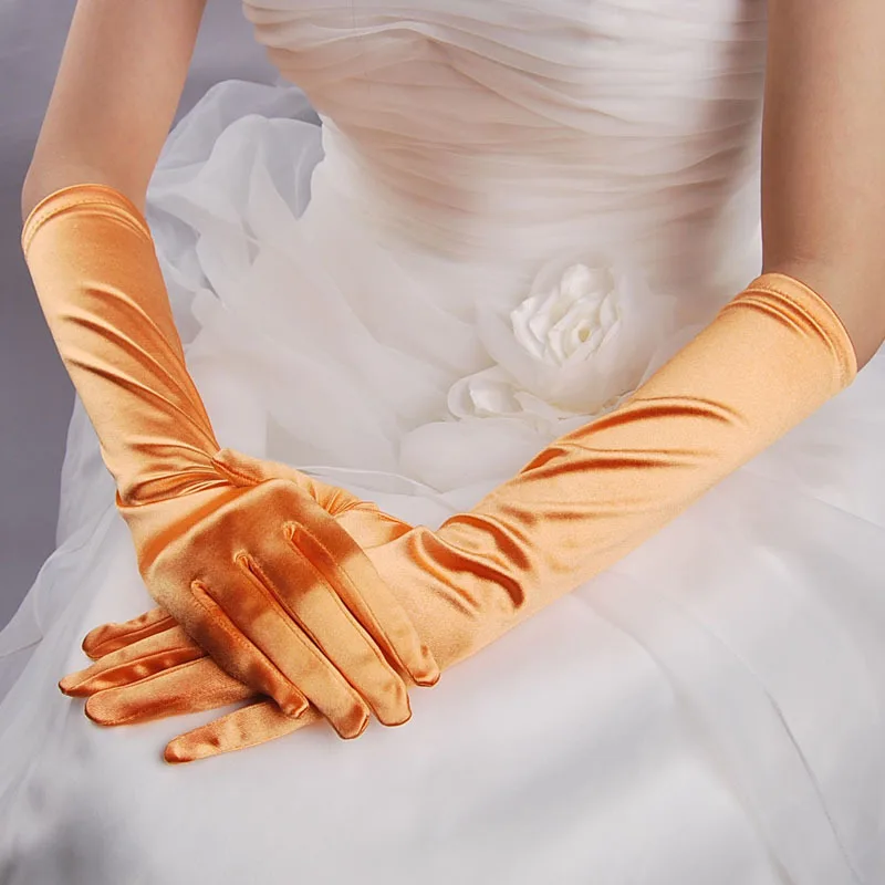 Свадебные атласные перчатки для торжеств, вечеринок, свадеб, цветные женские перчатки для свадьбы, вечерние атласные перчатки фиолетового цвета S017