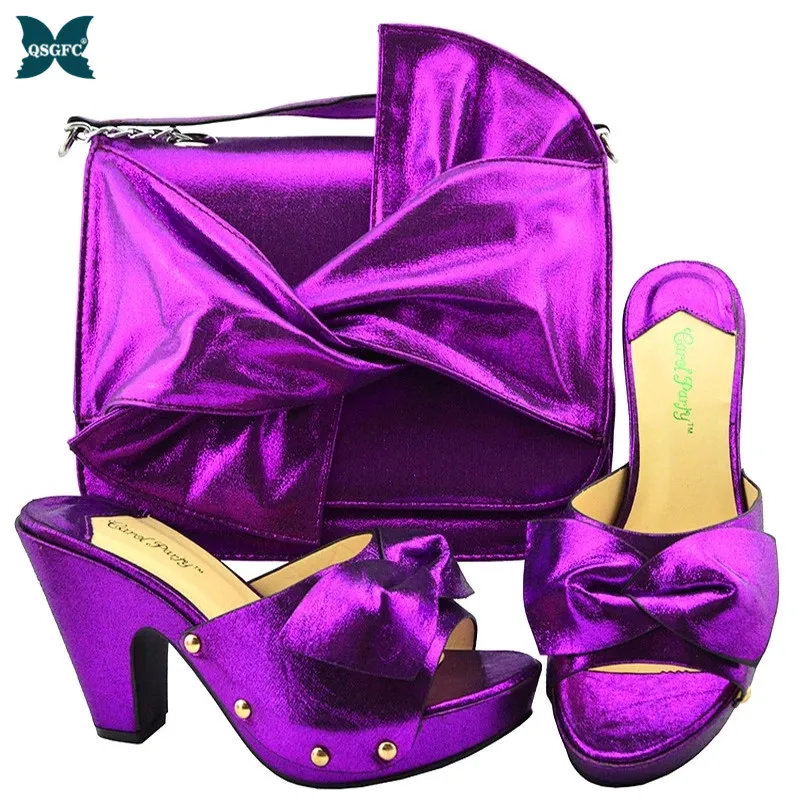 Женские босоножки с открытым носком комплект из туфель и сумочки фиолетового