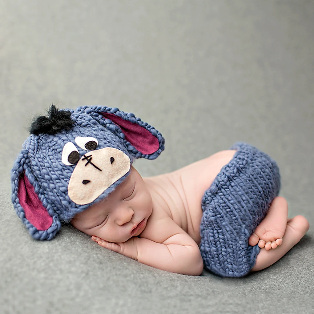 Accesorios para fotos de bebé recién nacido, trajes de punto de lana de  ganchillo hechos a mano con dibujos de animales de color azul marino,  2020|Fotografía recién nacido| - AliExpress